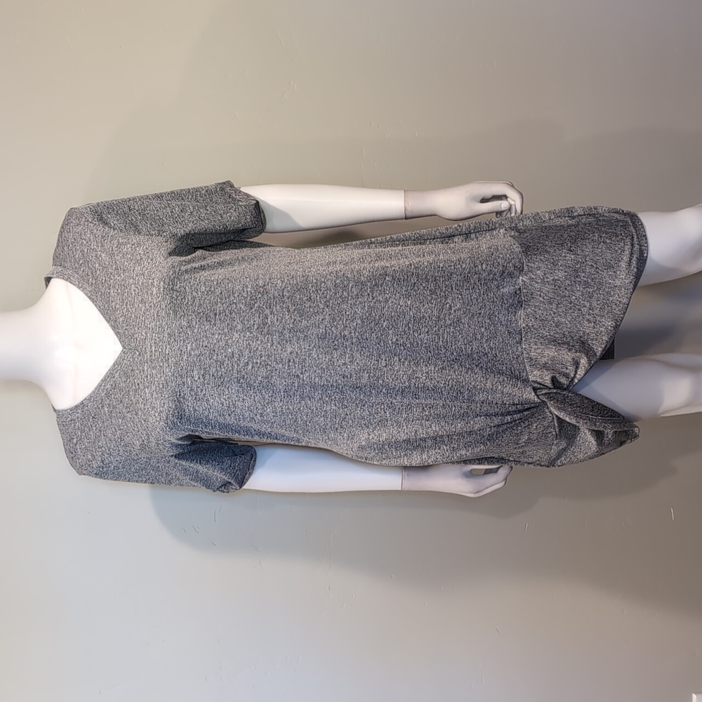 SHEIN Gray Short Sleeve V Neck Knotted Hem Casual Mini Dress Size Medium
